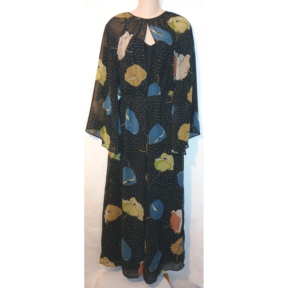 Zara Trafaluc Women Pant Jumper Dress Whimsy Goth Black Sheer Floral Print S  C3